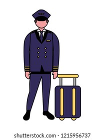 captain pilot with suitcase travel