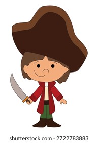 Um capitão pirata segurando uma espada
