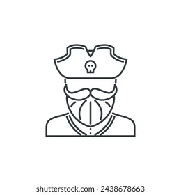 Captain, pirate, seafaring, crime, bandit icon, vector illustration