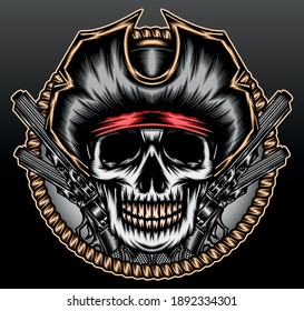 Captain pirate skull. Premium vector