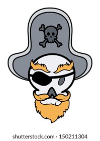 Captain Pirate Skull - Vector Cartoon Illustration