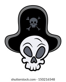 Captain Pirate Skull - Vector Cartoon Illustration