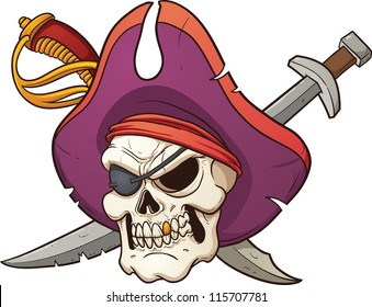 Captain pirate skull. Vector clip art illustration with simple gradients. All in a single layer.