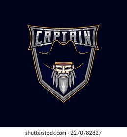 Captain Pirate vector mascot logo design with modern illustration concept style for badge. Angry Captain Pirate illustration for sport and esport team.