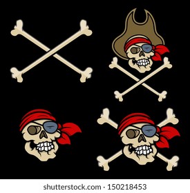 Captain Pirates Skull - Vector Cartoon Illustration