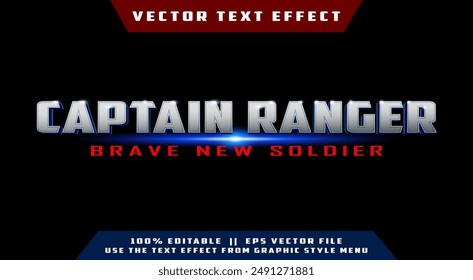 Captain Ranger Brave New Soldier 3D Editable Vector Text Effect.