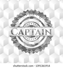 Captain realistic grey emblem with geometric cube white background