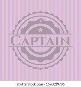 Captain retro style pink emblem. Vector Illustration. Detailed.