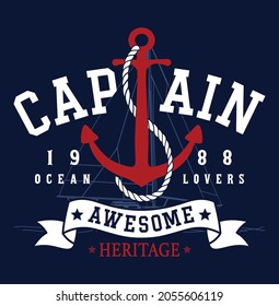 CAPTAIN, SAILING, BOYS GRAPHIC TEES VECTOR DESIGNS AND OTHER USES.