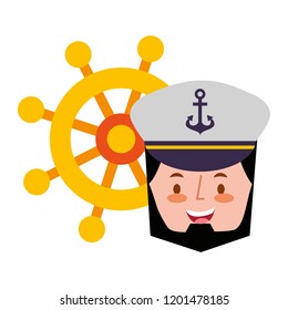 captain sailor face cartoon portrait