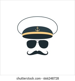 Captain sailor face icon. Vector illustration.