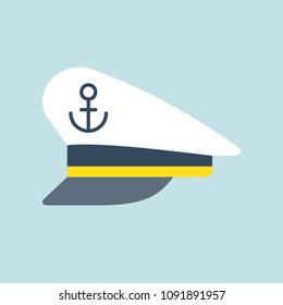 Captain sailor hat icon, flat design vector