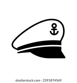 Captain sailor hat icon isolated on white background.