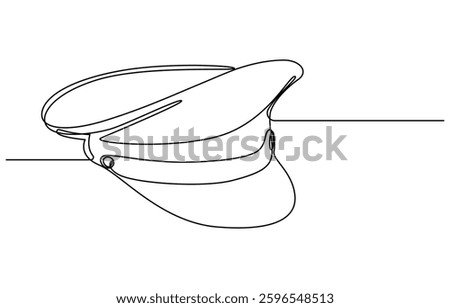 Captain sailor Hat one line drawing, one continuous line drawing of police hat