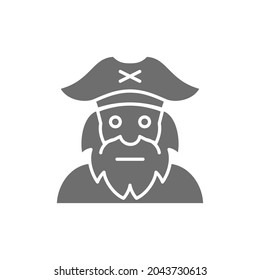 Captain, sailor, pirate, old man grey icon.