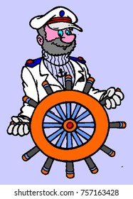 captain sailors isolated vector illustration