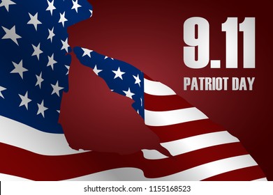 Captain saluting the USA flag for memorial day. Patriot Day poster or banners – On September 11. USA flag as a background. 