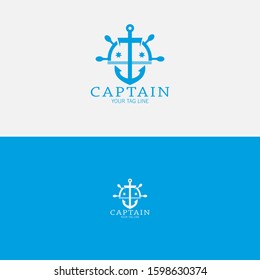 captain ship blue logo modern vector