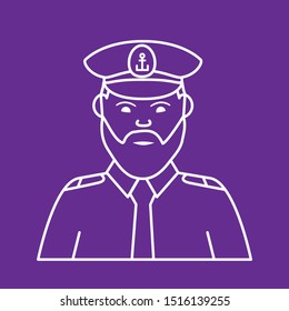 Captain ship in a cap line art vector icon.