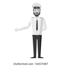 Captain of ship icon. Gray monochrome illustration of captain of ship vector icon for web