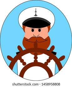 Captain of the ship, illustration, vector on white background.