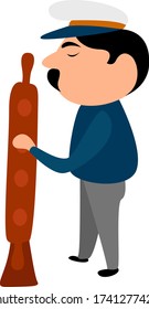 Capitán del buque , ilustración, vector sobre fondo blanco