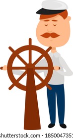 Capitán del buque, ilustración, vector sobre fondo blanco
