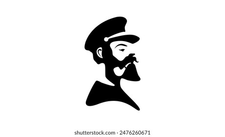 captain of ship Logo, black isolated silhouette