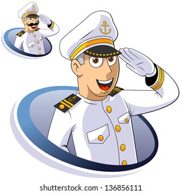 Captain of ship salutes. The isolated illustration.