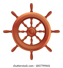 Captain ship wheel icon. Cartoon of captain ship wheel vector icon for web design isolated on white background