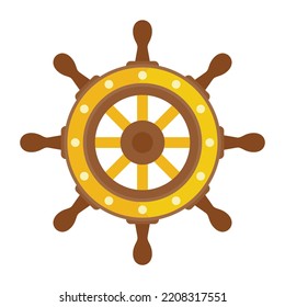 Captain ship wheel icon. Flat illustration of Captain ship wheel vector icon isolated on white background