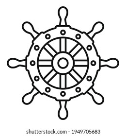 Icono de la rueda del barco capitán. Esquema Capitán icono vectorial de la rueda de barco para diseño web aislado en fondo blanco