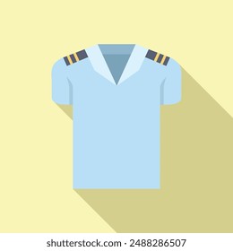 Captain shirt with epaulets is lying on a yellow background, flat style illustration