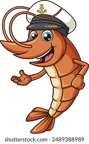 Captain shrimp character vector illustration