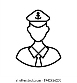 Captain sign. Navy officer figure. Naval admiral. Sailor human dummy profile. Flat minimalist design. on white background