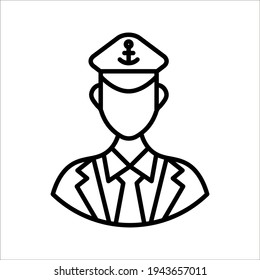 Captain sign. Navy officer figure. Naval admiral. Sailor human dummy profile. Flat minimalist design. on white background