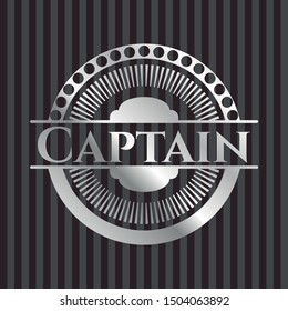 Captain silvery emblem or badge. Vector Illustration. Mosaic.