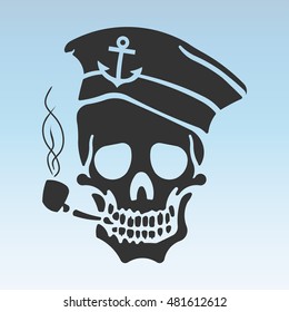 Captain Skull in a hat and a tobacco pipe. The picture on shirt