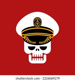 Captain Skull. Sea captain head skeleton. Vector illustration