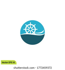 captain steer wheel icon illustration symbol simple design element logo template