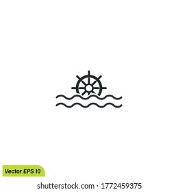 captain steer wheel icon illustration symbol simple design element logo template