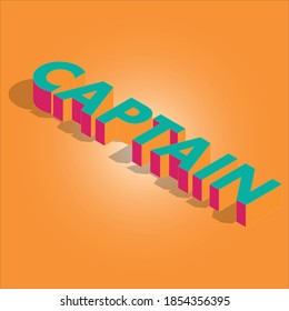 Letra de texto capitán Izometrik. Ilustración vectorial creativa brillando Símbolos 3D.