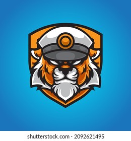 Captain Tiger Head Mascot Logo