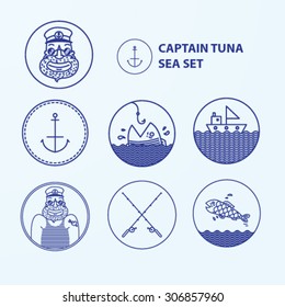 Captain Tuna sea set illustrations