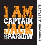 " I am Captain " Typography T-shirt design quote on black background, Lettering for clothing ready to print, Cool modern T-shirt typography, banner, poster, vector