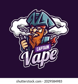 Captain Vape cartoon mascot logo