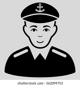 Captain vector icon. Flat black symbol. Pictogram is isolated on a light gray background. Designed for web and software interfaces.