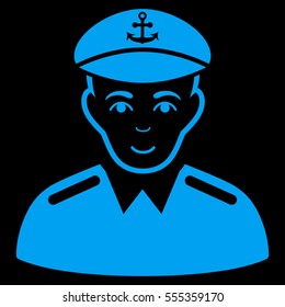 Captain vector icon. Flat blue symbol. Pictogram is isolated on a black background. Designed for web and software interfaces.