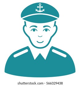 Captain vector icon. Flat soft blue symbol. Pictogram is isolated on a white background. Designed for web and software interfaces.