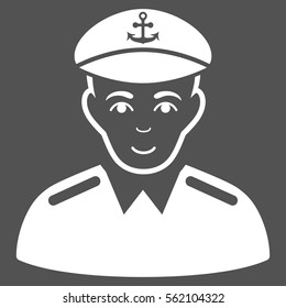 Captain vector icon. Flat white symbol. Pictogram is isolated on a gray background. Designed for web and software interfaces.